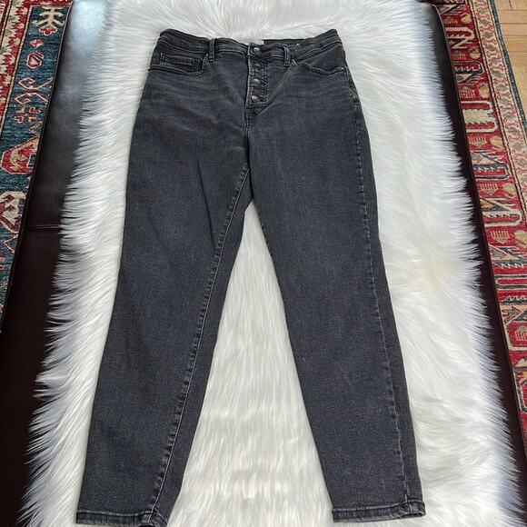 Everlane Washed Black High Rise Exposed Button Skinny Jeans - Picture 1 of 9